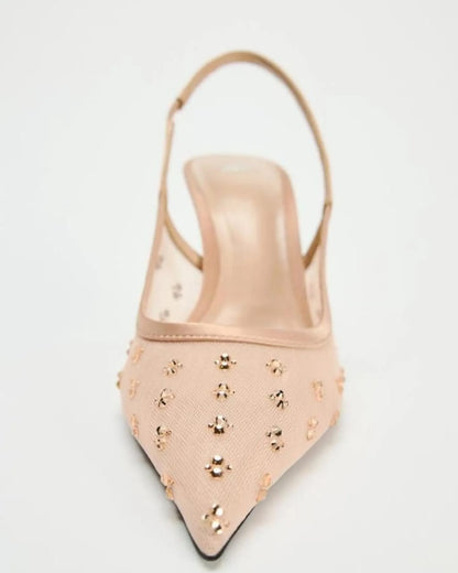 Escarpin Nude fleurie